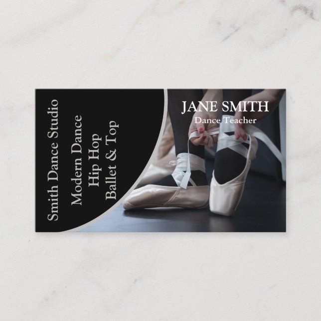 Professional Dance Studio Instructor Template  Business Card (Front)