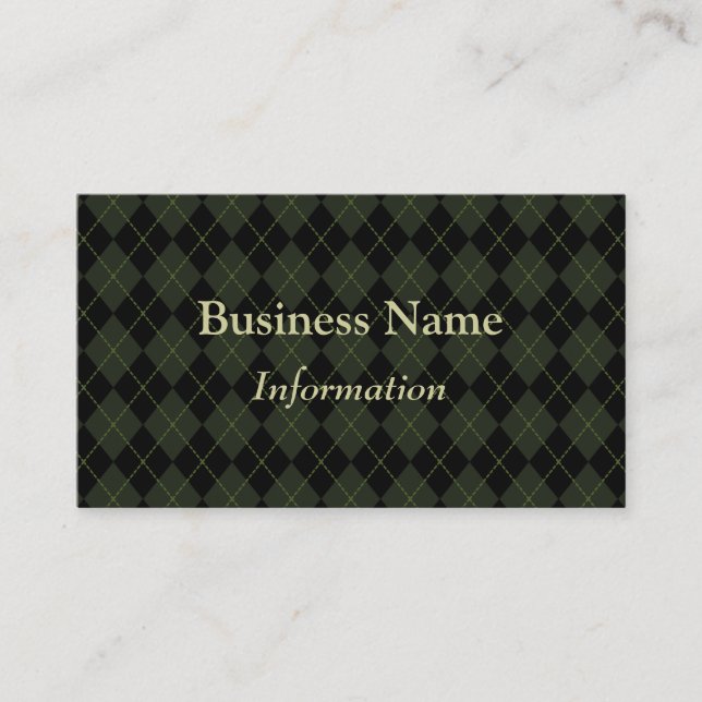 Professional Dark Argyle Business Card (Front)