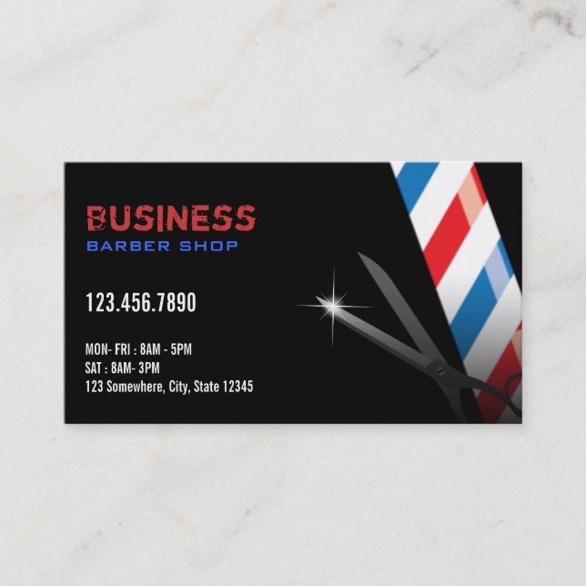 Professional Dark Barber Business Cards (Front)