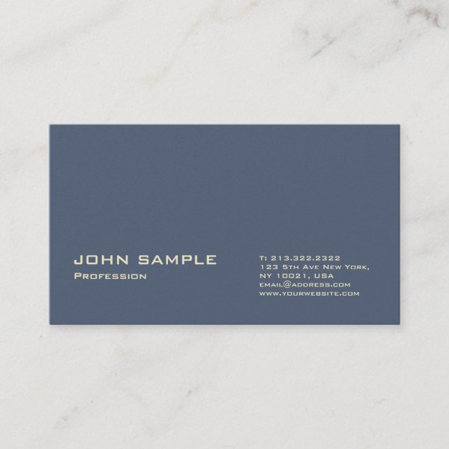 Professional Dark Blue Premium Pearl Finish Modern Business Card (Front)