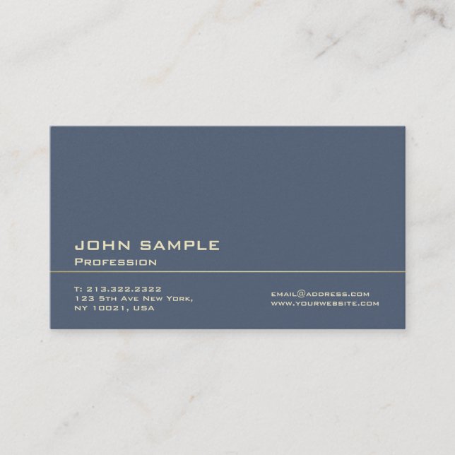 Professional Dark Blue Premium Pearl Finish Modern Business Card (Front)