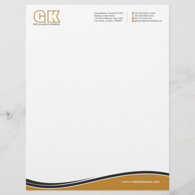 Professional Dark Brown Gold Business Custom Letterhead (Front)