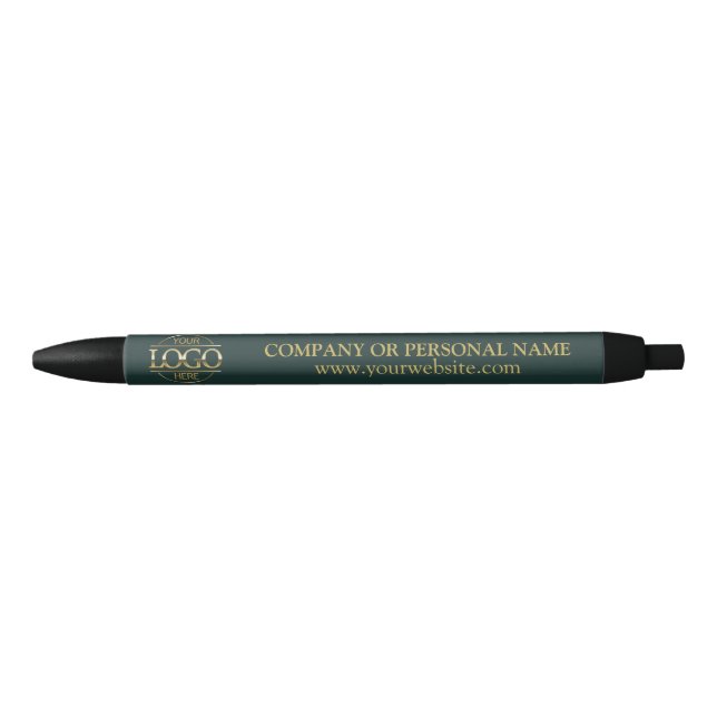 Professional Dark Green Custom Business Logo Blue Ink Pen (Front)
