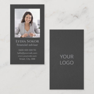 Professional Dark Grey Business Card with Photo