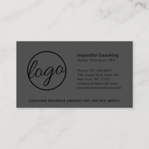 Professional Dark Grey Corporate Large Logo Business Card