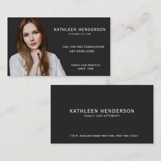 Professional Dark Grey Photo Attorney Business Card