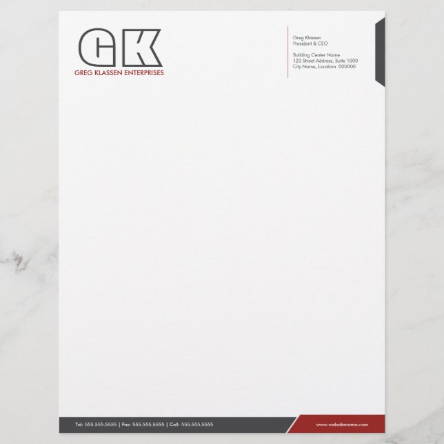 Professional Dark Grey & Red Letterhead Template (Front)