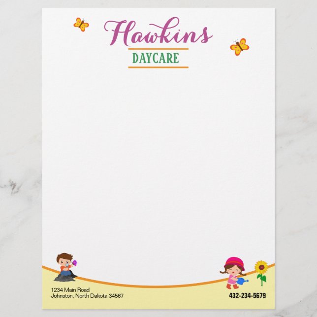 Professional Daycare Custom Letterhead (Front)