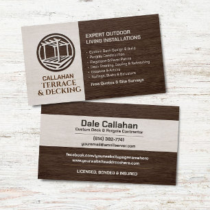 Professional Deck building & Patio Contractor Business Card
