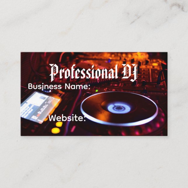 Professional Deejay  Business Card (Front)