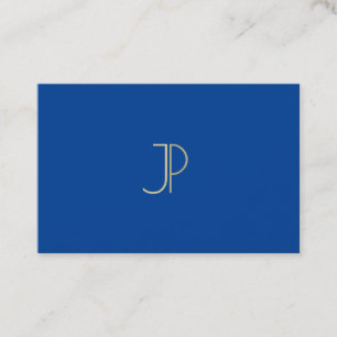 Professional Deep Blue Modern Monogram Elegant Top Business Card