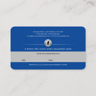 Professional Dental Blue Dentist Appointment Card