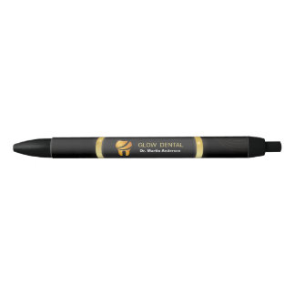 Professional Dental Clinic Gold Tooth Logo Black Ink Pen