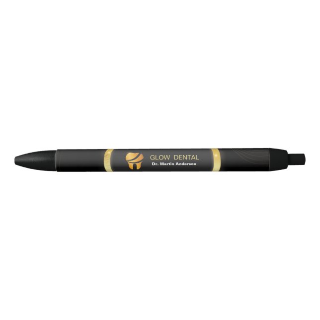  Professional Dental Clinic Gold Tooth Logo Black Ink Pen (Front)