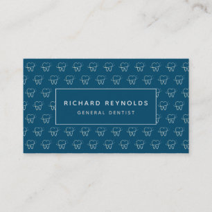 Professional Dental Clinic Tooth Pattern on  Blue Business Card