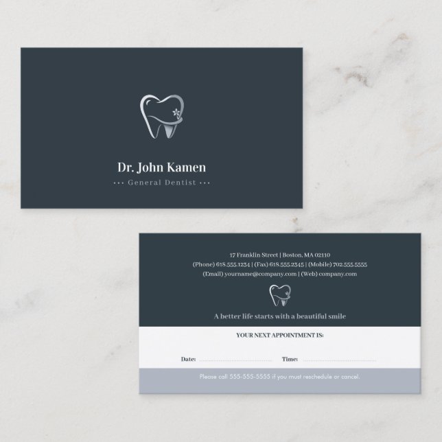 Professional Dental | Dentist Appointment Card (Front/Back)