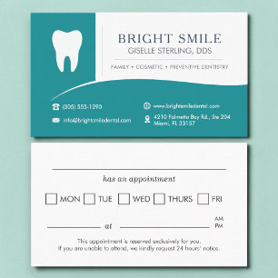Professional Dental Office Tooth Appointment Card