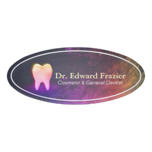 Professional Dentist Dental Clinic Rose Gold Tooth Name Tag