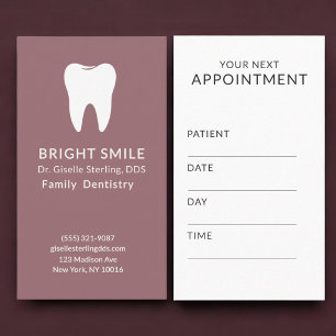 Professional Dentist Dental Pink Appointment Business Card