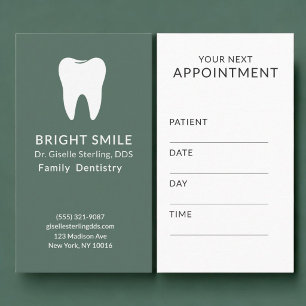 Professional Dentist Dental Sage Green Appointment Business Card