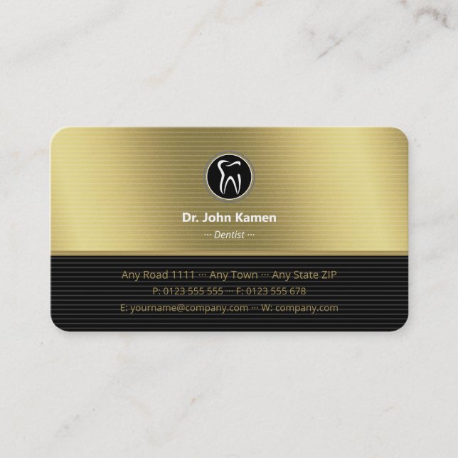 Professional Dentist |  Gold Black Business Card (Front)