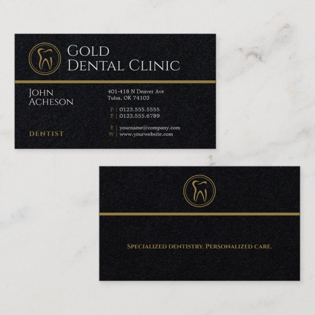 Professional Dentist |  Gold Dental Clinic Business Card (Front/Back)
