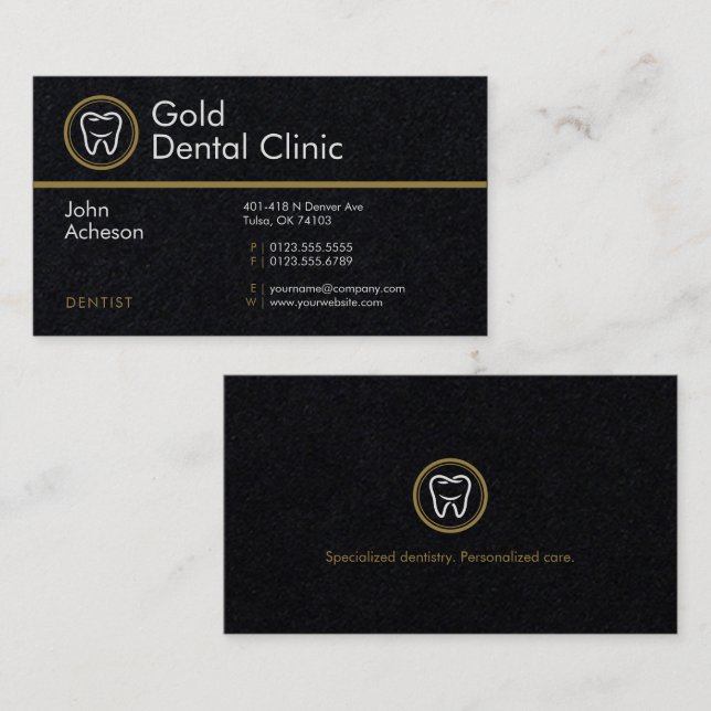 Professional Dentist |  Gold Dental Clinic Business Card (Front/Back)