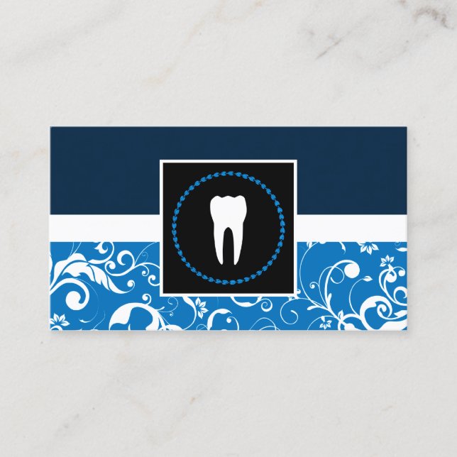 professional dentistry damask tooth business card (Front)