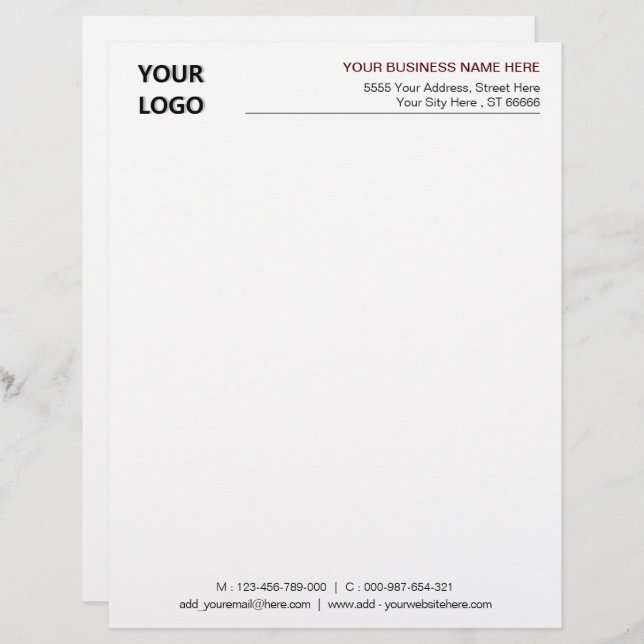 Professional Design Business Letterhead Template (Front/Back)