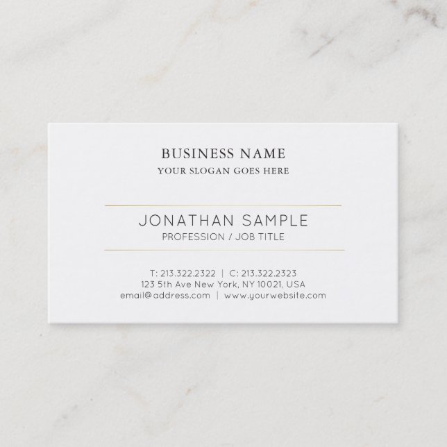 Professional Design Modern Stylish Clean Plain Business Card (Front)