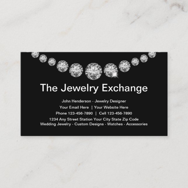 Professional Diamond Jeweller Business Cards (Front)