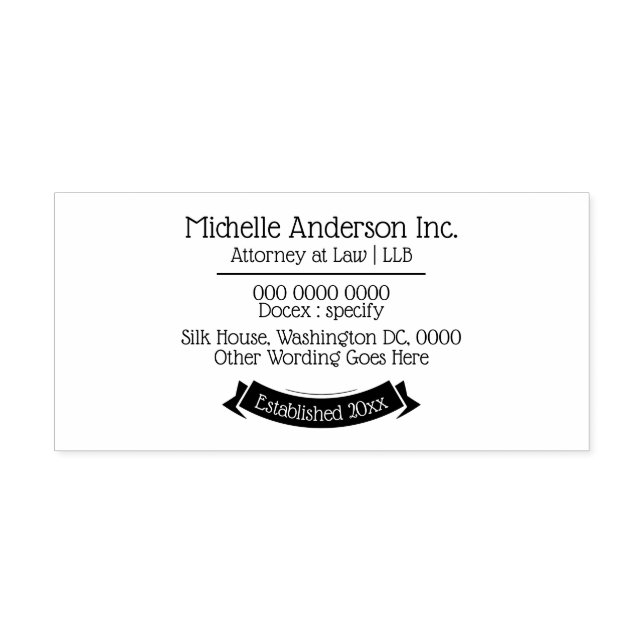 Professional DIY business name address banner Self-inking Stamp (Design)