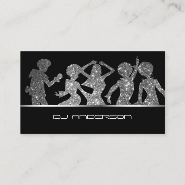 Professional DJ Dancing Silhouettes Business Card (Front)