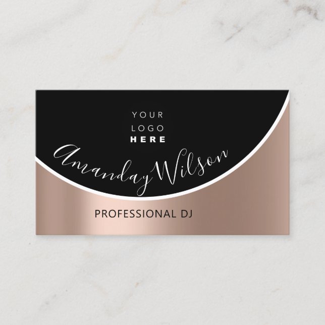 Professional DJ Logo Blogger Influencer Rose Business Card (Front)
