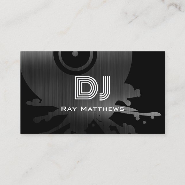 Professional DJ Music Producer Black and White Business Card (Front)