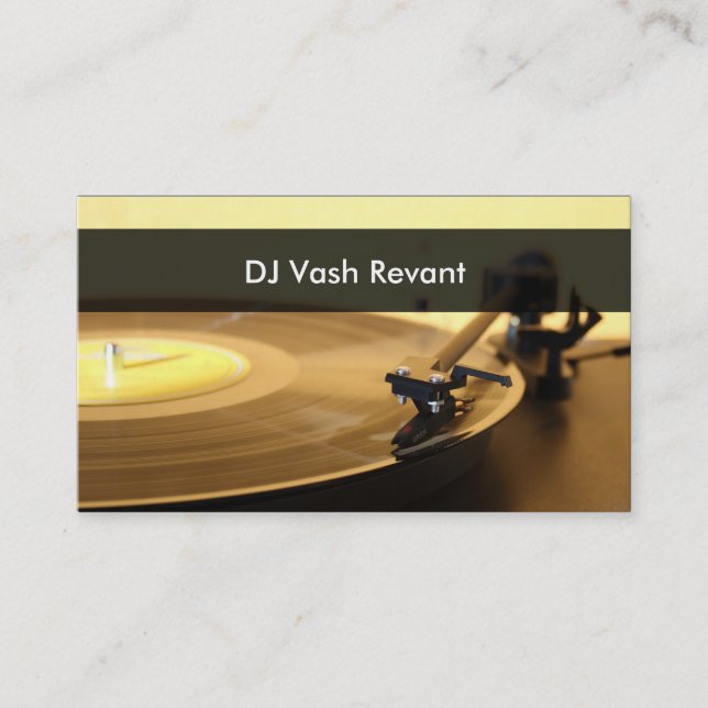 Professional DJ Vintage Turntable Business Card (Front)