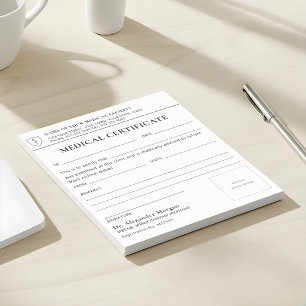 Professional Doctor Medical Certificate Notepad