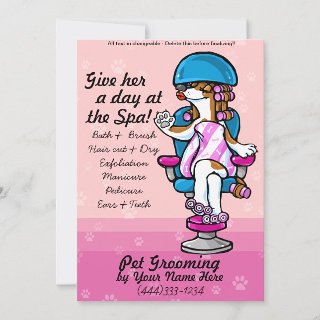 Professional dog grooming advertising cards (Front)