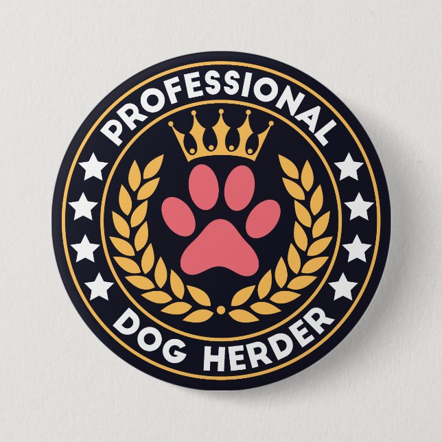 Professional dog herder 7.5 cm round badge (Front)