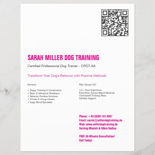 Professional Dog Trainer Flyer Great Dane  (Back)