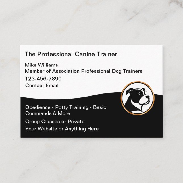 Professional Dog Trainer Services Business Card (Front)