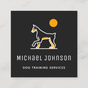 Professional Dog Training Service Doberman Black Square Business Card
