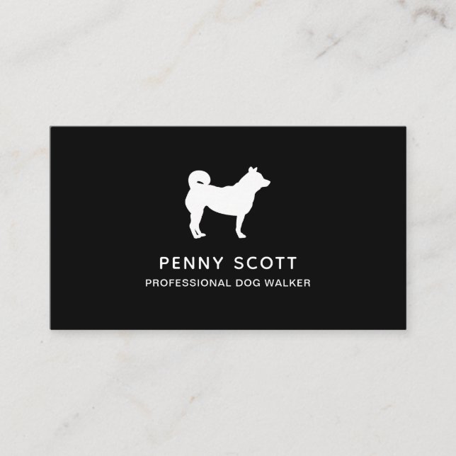 Professional Dog Walker Black Business Card (Front)
