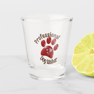 Professional Dog Walker Pet Paw Print Puppy Shot Glass