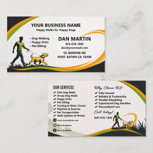 Professional Dog Walking Pet Sitting Business Card