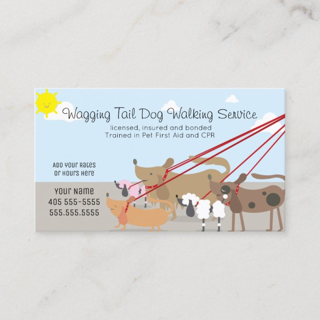 Professional Dog Walking Service Business Business Card (Front)