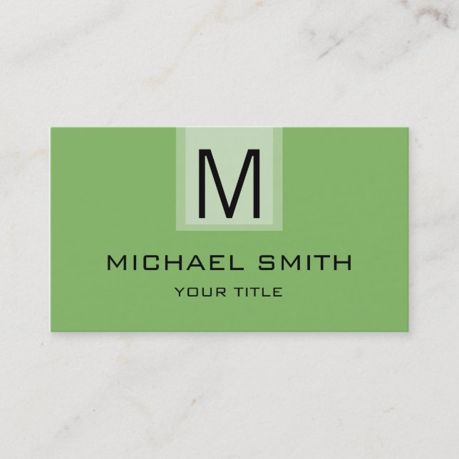 Professional Dollar Bill Solid Colour Monogram Business Card (Front)