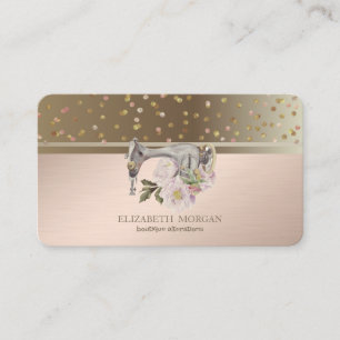 Professional Dots Confetti Floral Sewing Machine Business Card