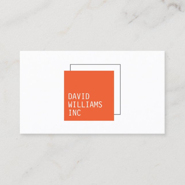 Professional Double Square Logo in Orange/Grey Business Card (Front)