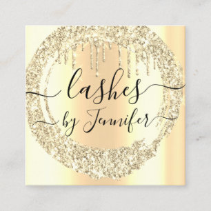 Professional  Drips 6 Punches Custom Logo GoldLash Square Business Card